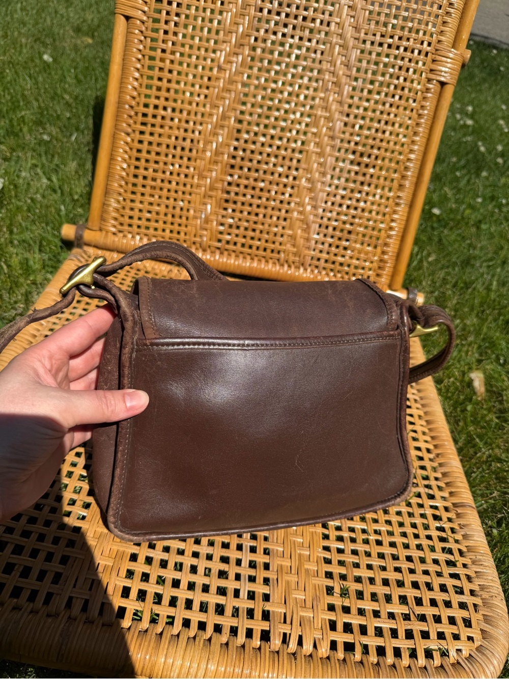 Vintage Coach Rambler Turn Lock Crossbody Bag Glove Tanned Leather Brown - Picture 8 of 16